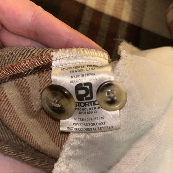 Distortion brown and tan plaid flannel shirt size M pockets - Picture 5 of 8